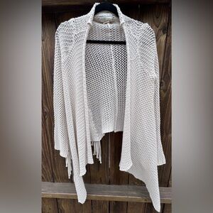 Billabong Cream Asymmetrical Knit sweater with fringe sleeves